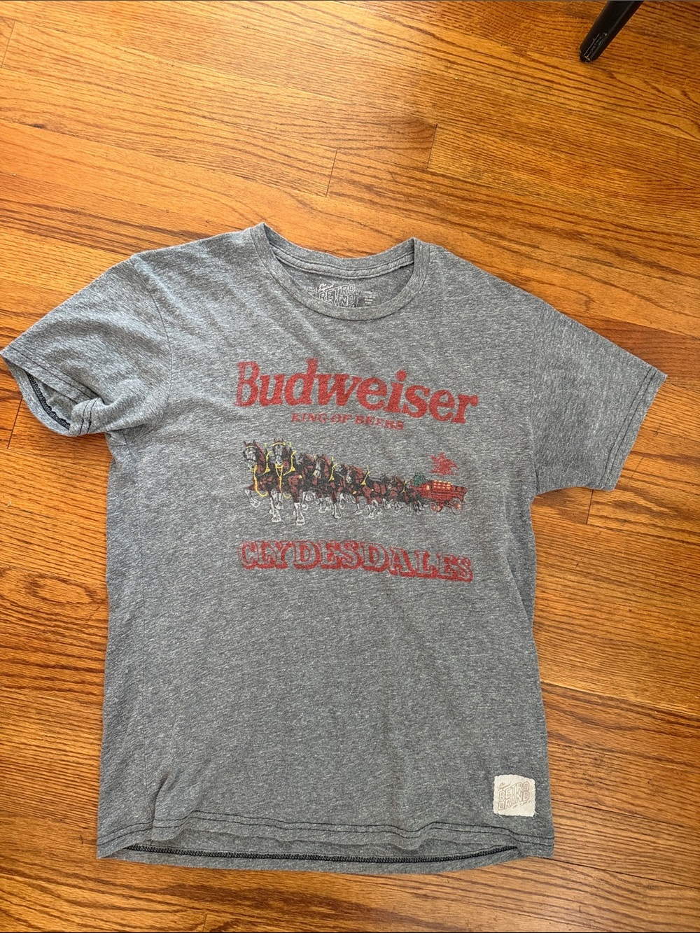 Original Retro Brand Gray Budweiser Clydesdales Graphic Tee
